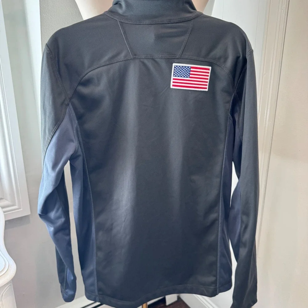 The North Face Gray Quarter Zip Pullover USA Flag Patch Essential | Size M